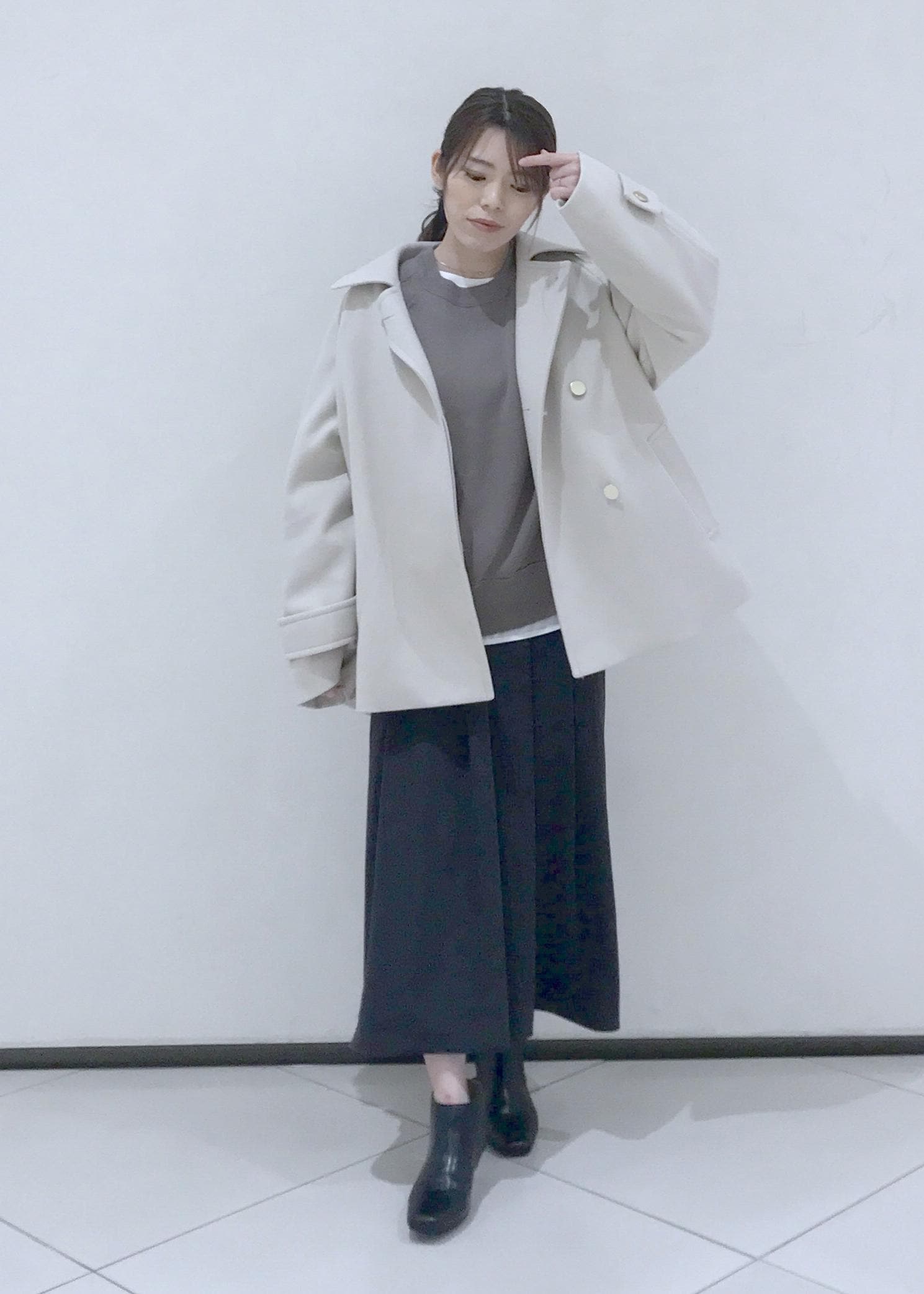 ROPE' PICNICのジャージーメルトンシリーズ 金ボタンミドル丈コート/リンクコーデを使ったコーディネートを紹介します。｜Rakuten Fashion(楽天ファッション／旧楽天ブランドアベニュー)6470568