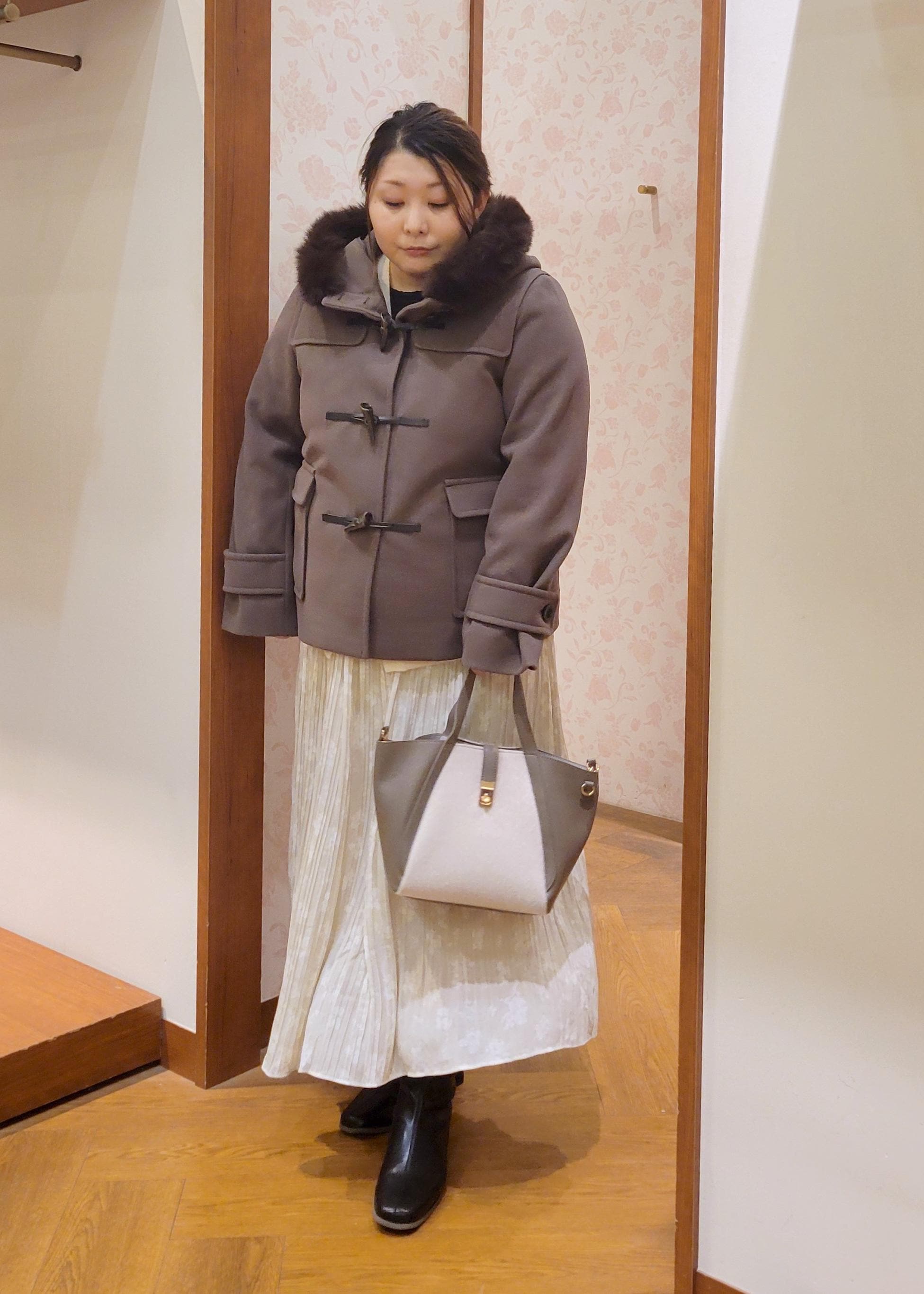 ROPE' PICNICのジャージーメルトンシリーズ ファー付きショートダッフルコート/リンクコーデを使ったコーディネートを紹介します。｜Rakuten Fashion(楽天ファッション／旧楽天ブランドアベニュー)6493365