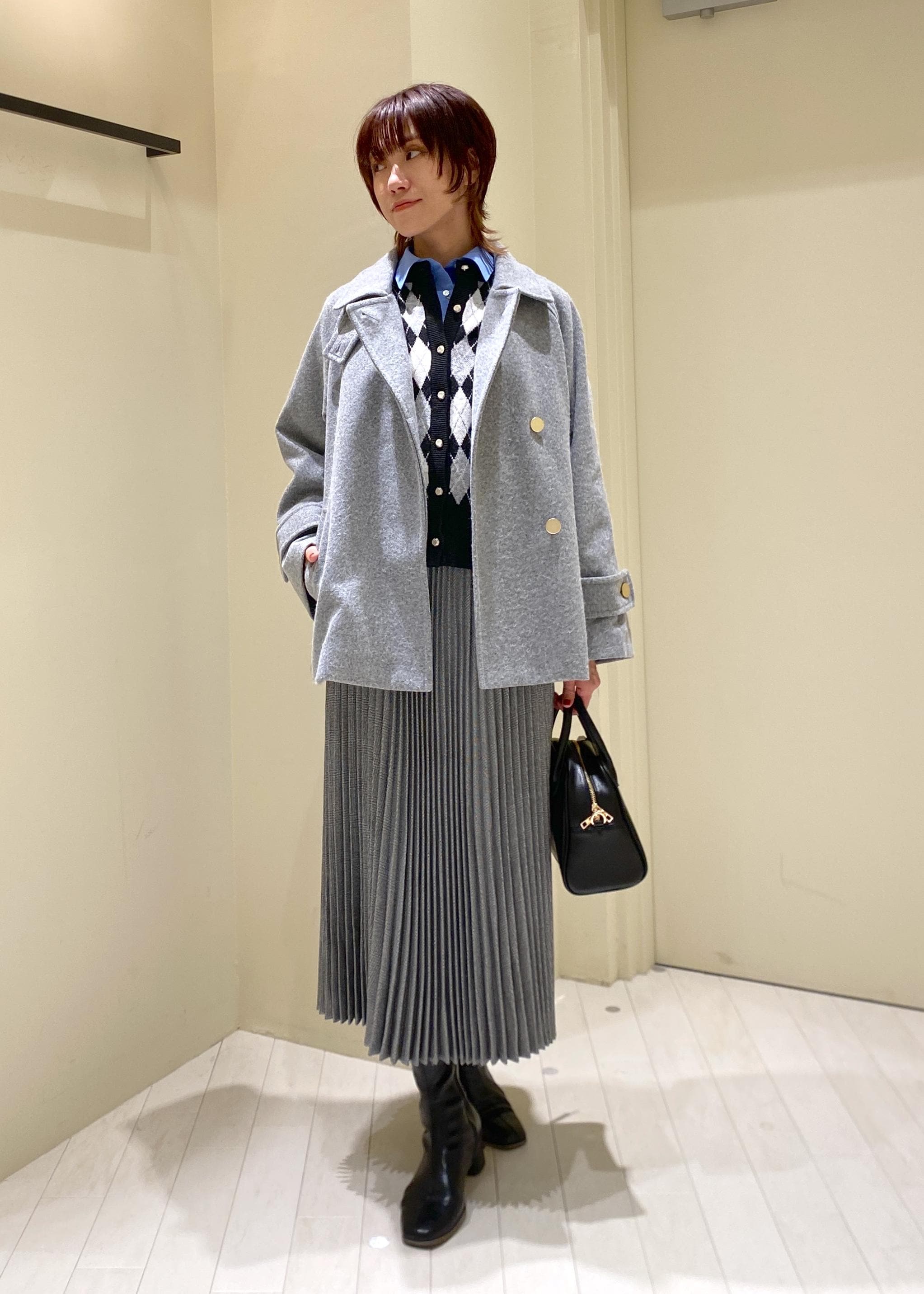 ROPE' PICNICのジャージーメルトンシリーズ 金ボタンミドル丈コート/リンクコーデを使ったコーディネートを紹介します。｜Rakuten Fashion(楽天ファッション／旧楽天ブランドアベニュー)6493366