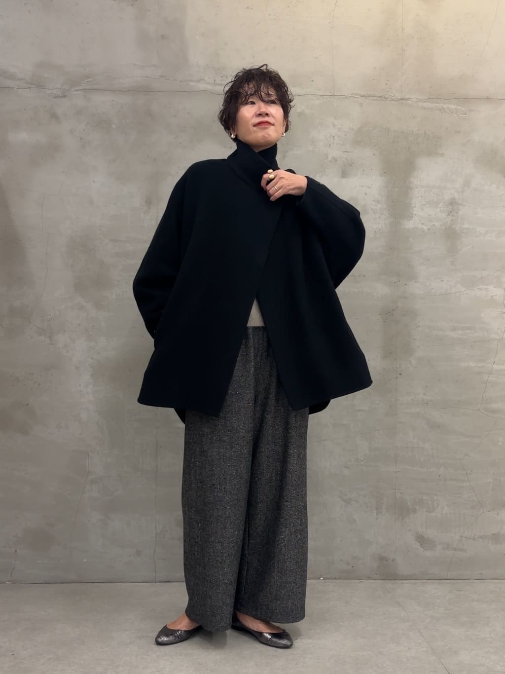 BEARDSLEY ネップツイードパンツ　グレー BEARDSLEY パンツ ウエストリブネップツイードパンツ レディース