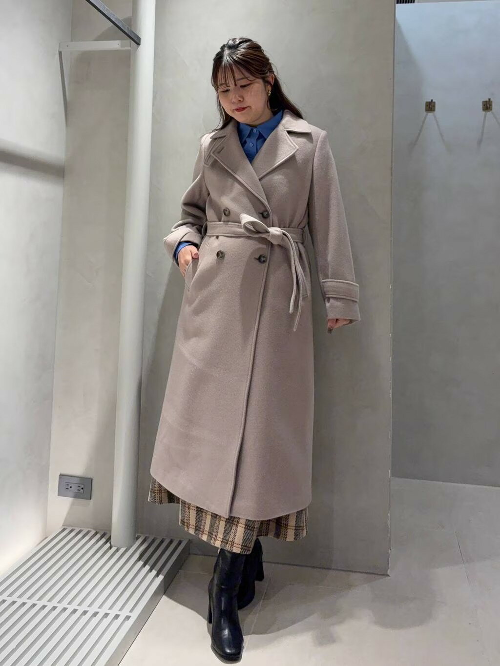 Andemiu | メルトンウールスタンドロングコート | Rakuten Fashion