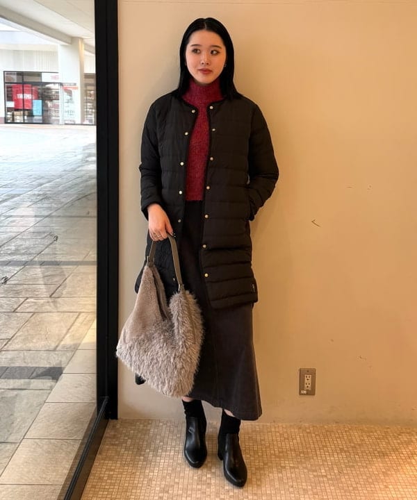 BEAMS HEARTの【軽量/保温性/防寒/あったか/ノーカラー】フレンチ ダウン ロングコート 25AWを使ったコーディネートを紹介します。｜Rakuten Fashion(楽天ファッション／旧楽天ブランドアベニュー)6467481