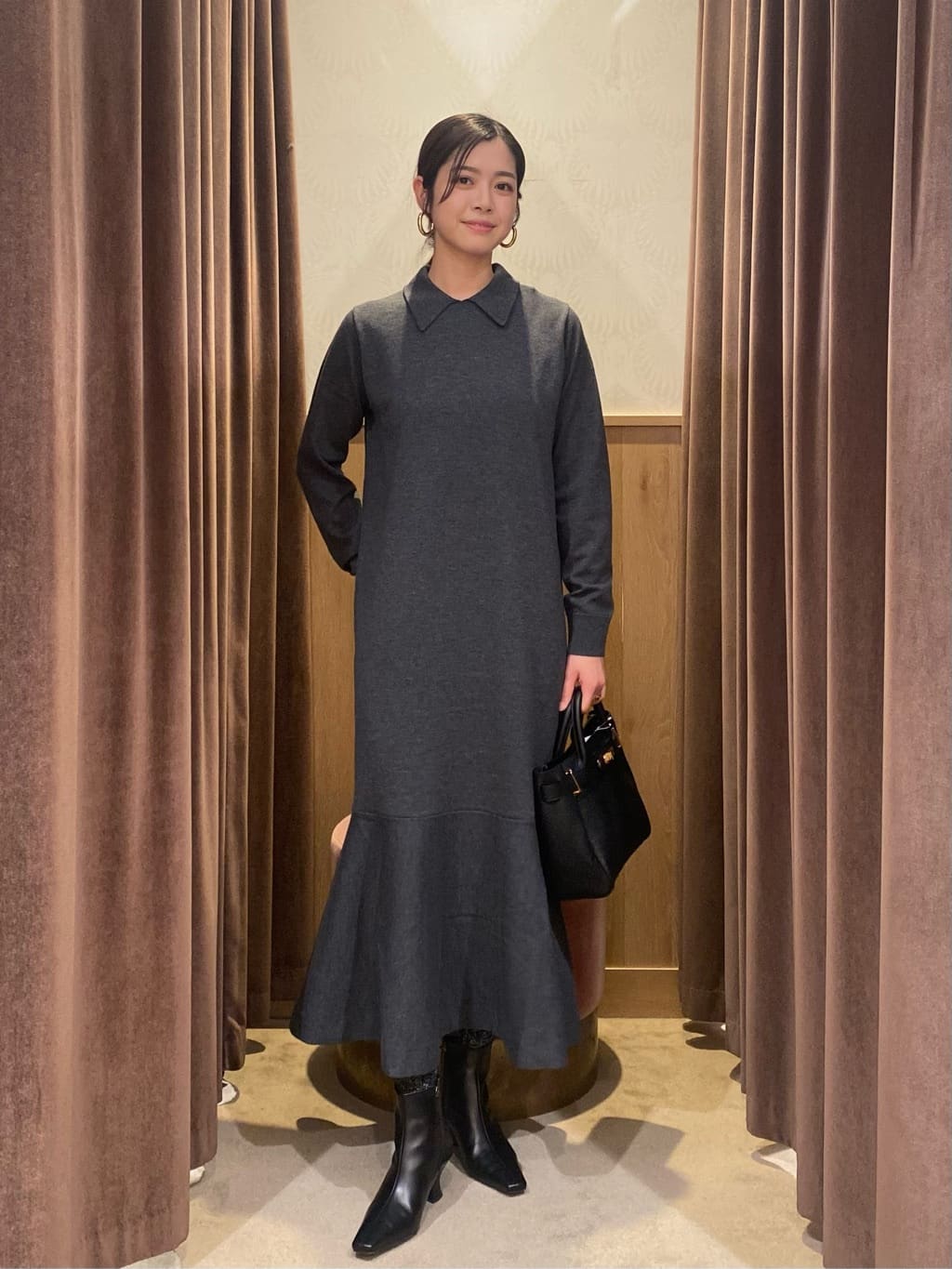 ユナイテッドアローズ　ニット ペプラム ロング ワンピース UNITED ARROWSのニット ペプラム ロング ワンピースを使った