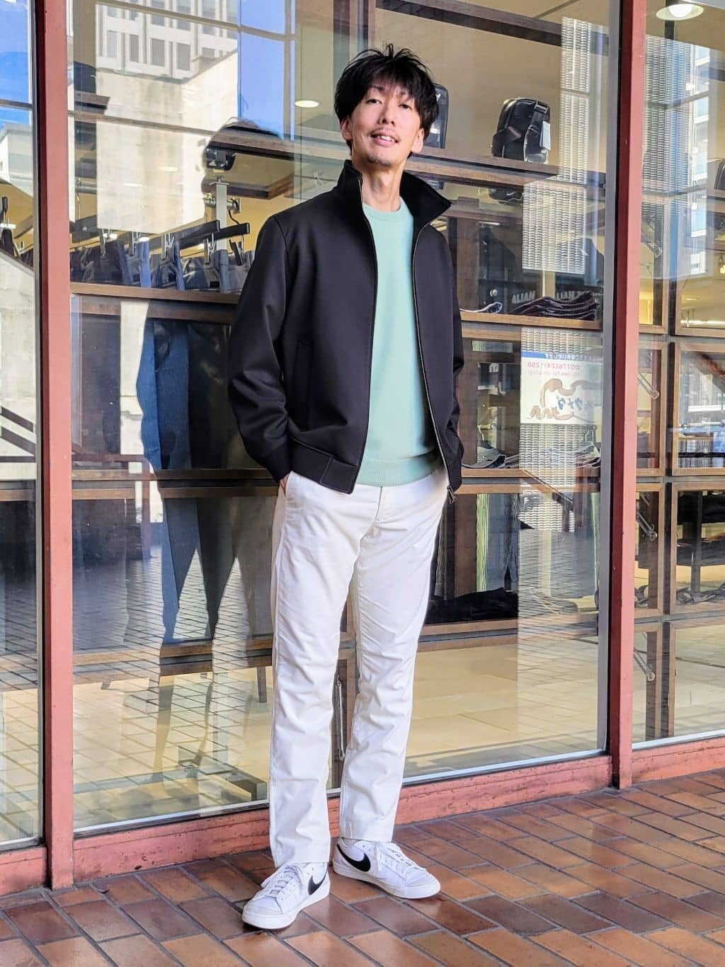 TAKEO KIKUCHIの【JUST ONE LAYER】ダウンファブリック ジップアップ リブ ブルゾンを使ったコーディネートを紹介します。｜Rakuten Fashion(楽天ファッション／旧楽天ブランドアベニュー)6476267