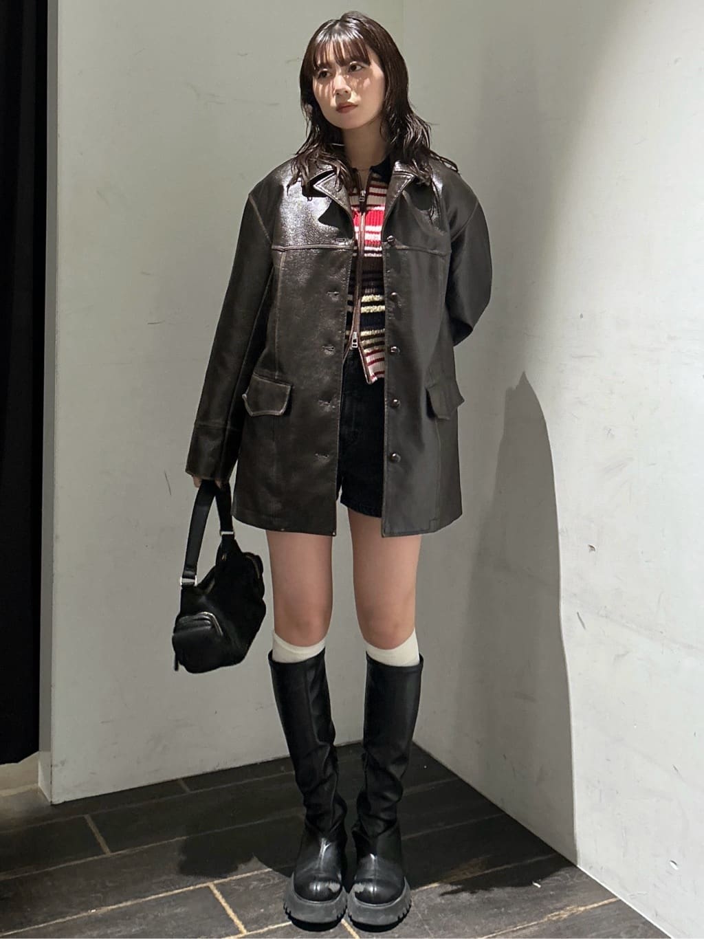 moussyのF/LEATHER 70s HALF コートを使ったコーディネート | Rakuten