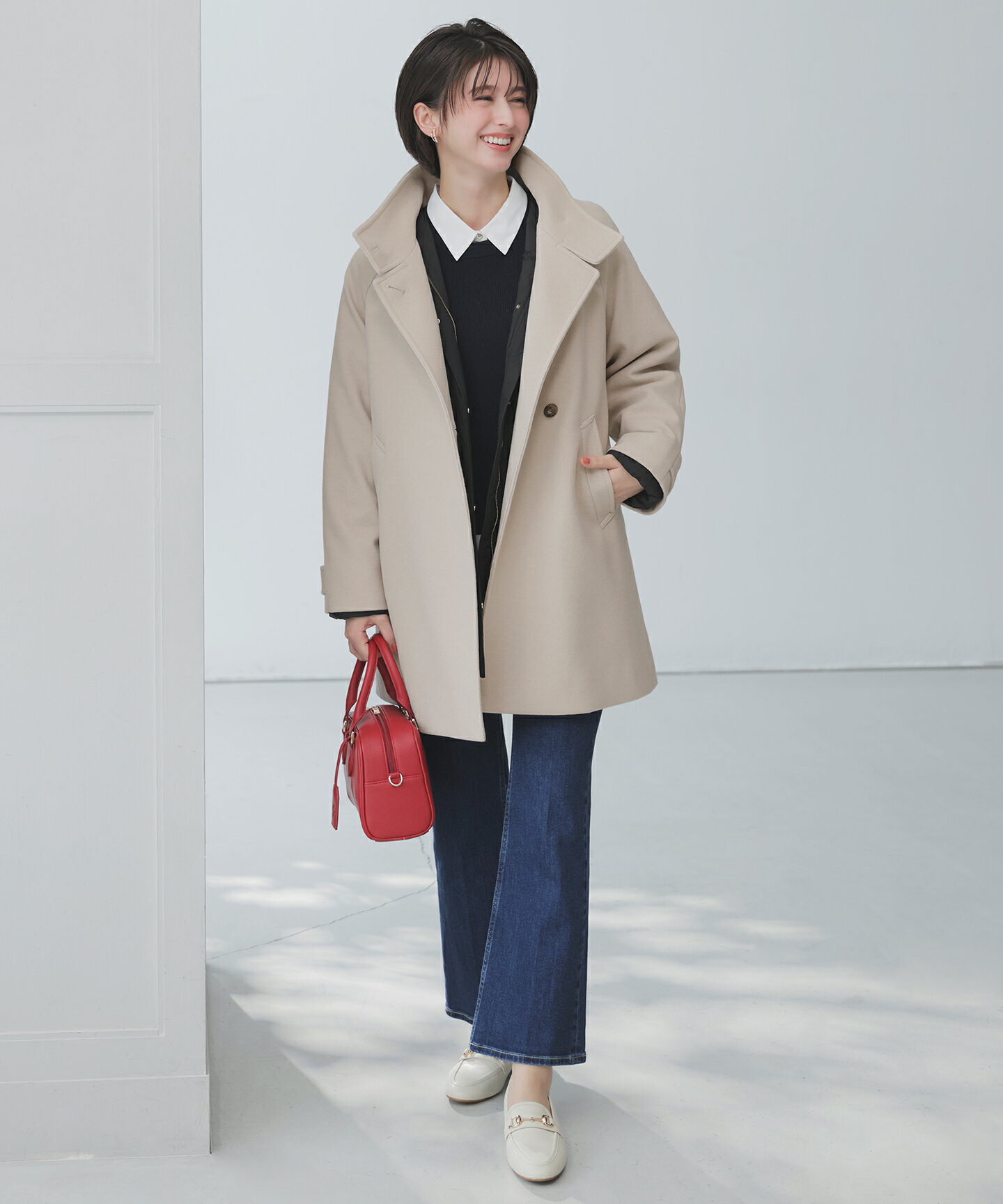 ANY SIS | ウールライクスタンドカラー ミドルコート | Rakuten