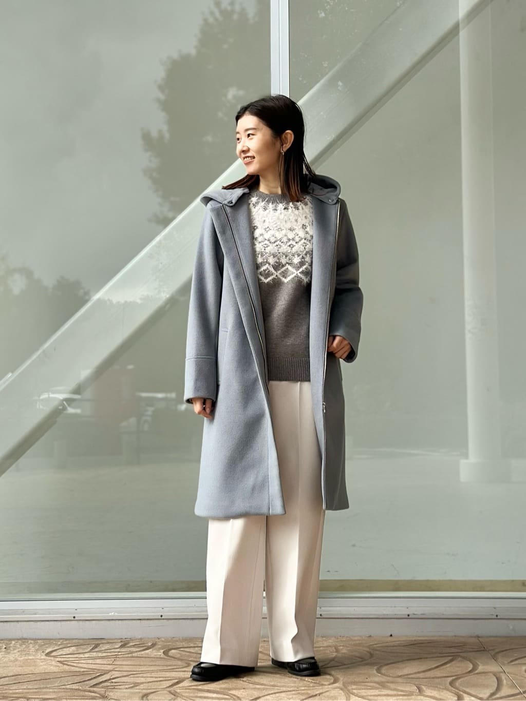 UNITED ARROWS LTD. OUTLETのニットメルトン イージーワイドパンツ を使ったコーディネート | Rakuten ...
