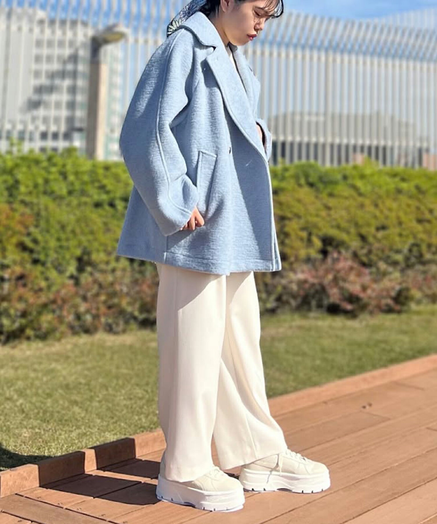 STRAWBERRY-FIELDSのフェイクファージレ*リブニットワンピース