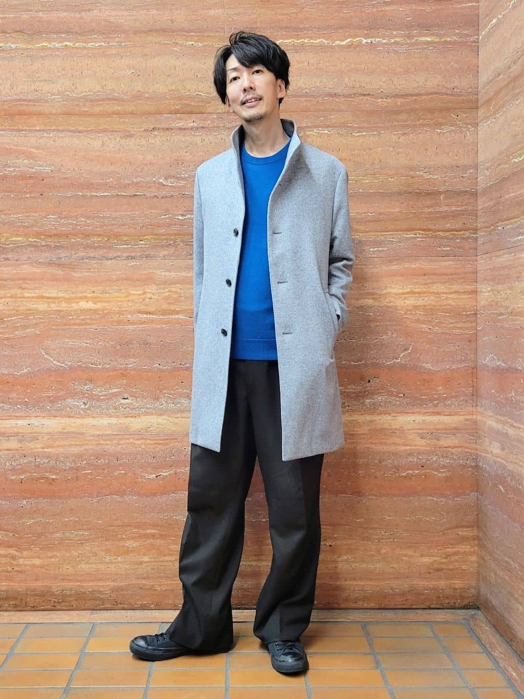 TAKEO KIKUCHIの【ウールカシミヤブレンド】ビーバー調 スタンドカラー コートを使ったコーディネートを紹介します。｜Rakuten Fashion(楽天ファッション／旧楽天ブランドアベニュー)6492657