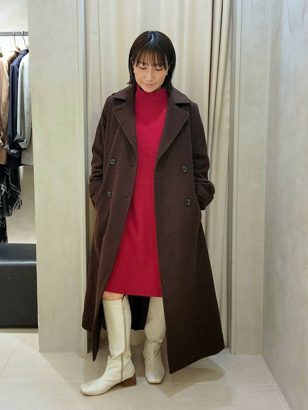 Andemiu | メルトンウールスタンドロングコート | Rakuten Fashion