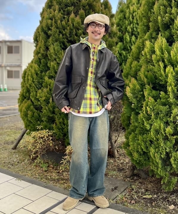 BEAMS HEARTのBEAMS HEART｜クラシック フェイクレザー ブルゾン｜メンズ アウター ジャケット｜合成皮革 リラックスフィット ヴィンテージ風｜秋冬を使ったコーディネートを紹介します。｜Rakuten Fashion(楽天ファッション／旧楽天ブランドアベニュー)6495744