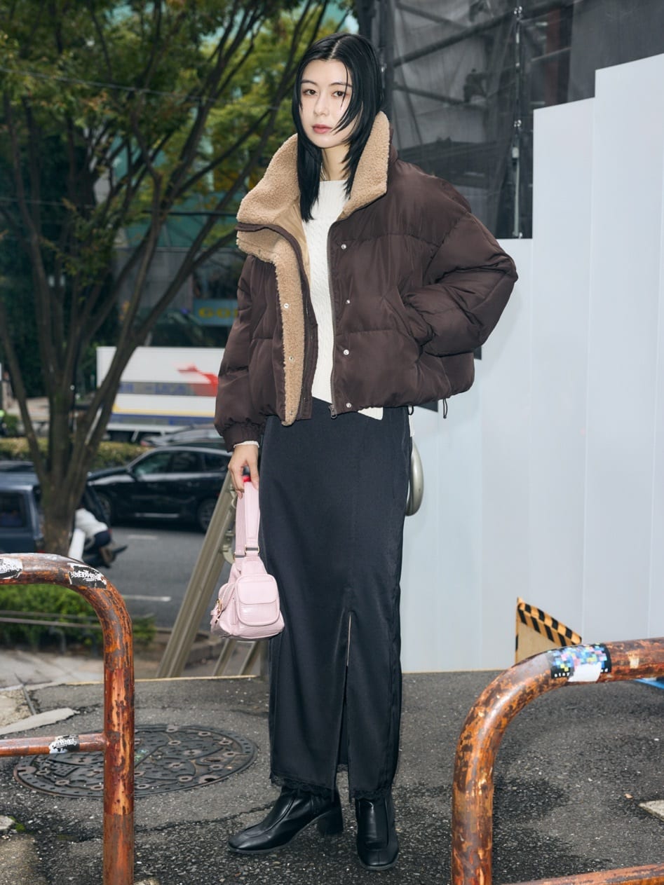 moussyのSTAND COLLAR PUFFER ジャケットを使ったコーディネート 