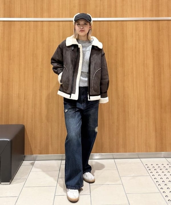 BEAMS HEARTのフェイク ムートン フライト ジャケットを使ったコーディネートを紹介します。｜Rakuten Fashion(楽天ファッション／旧楽天ブランドアベニュー)6500694