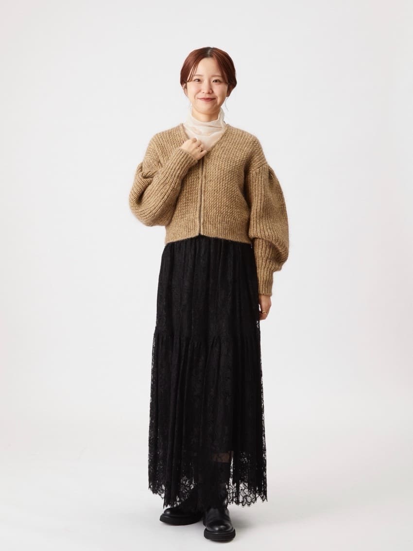 1er Arrondissementのラメモヘアリリヤーンボレロカーディガンを使ったコーディネートを紹介します。｜Rakuten Fashion(楽天ファッション／旧楽天ブランドアベニュー)6500862