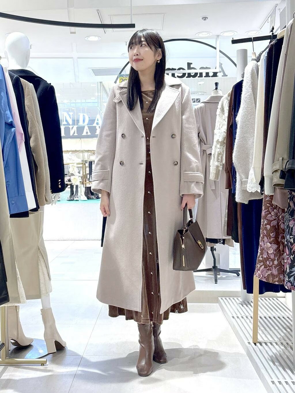 Andemiu | メルトンウールスタンドロングコート | Rakuten Fashion