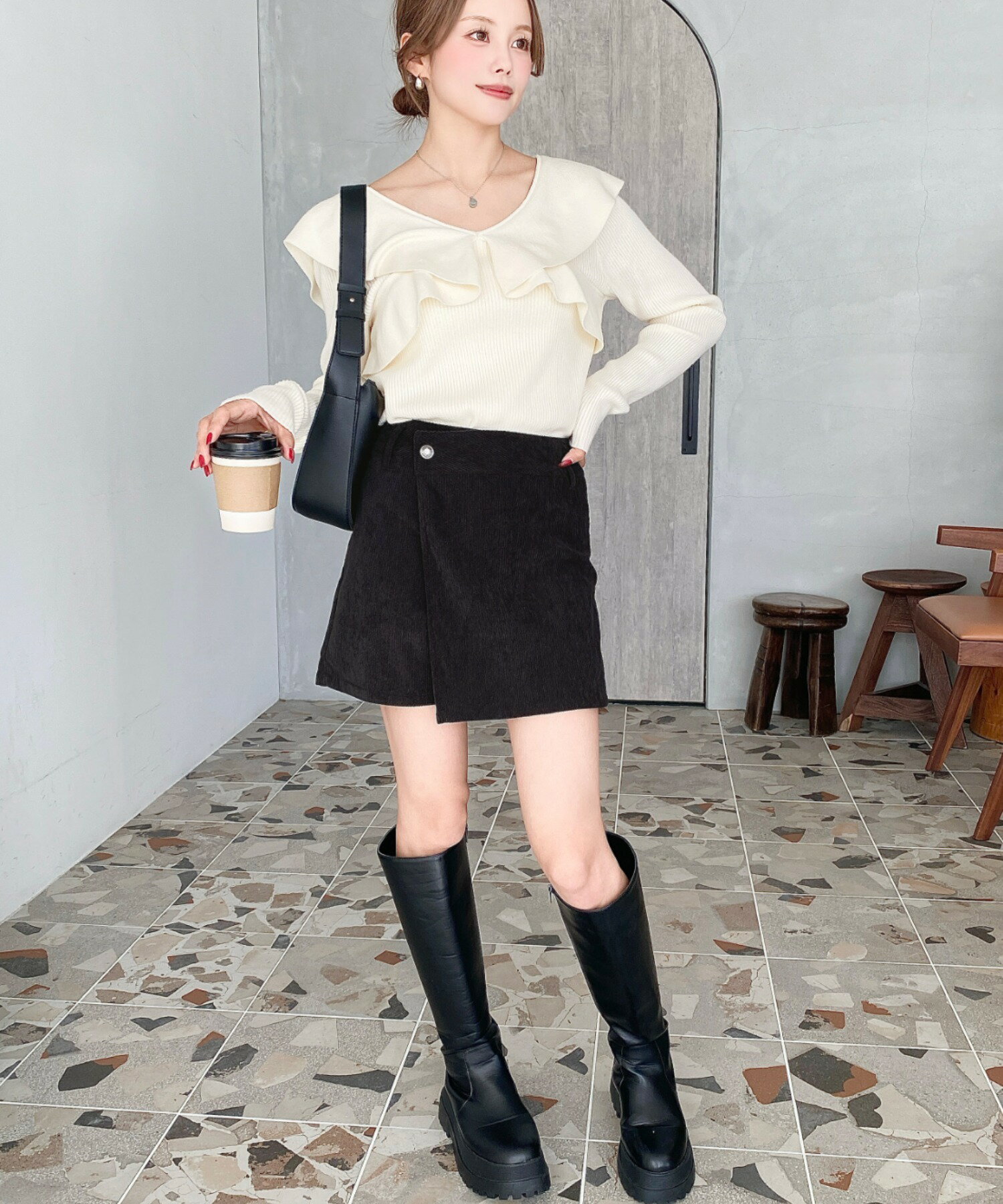 moment+のフリルリブニットプルオーバーを使ったコーディネートを紹介します。｜Rakuten Fashion(楽天ファッション／旧楽天ブランドアベニュー)6503779