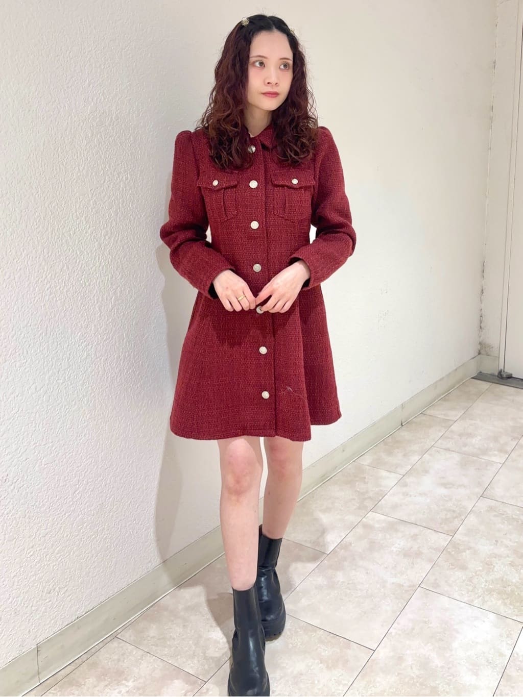 REDYAZEL | エンブレムボタンツイードシャツミニワンピース | Rakuten