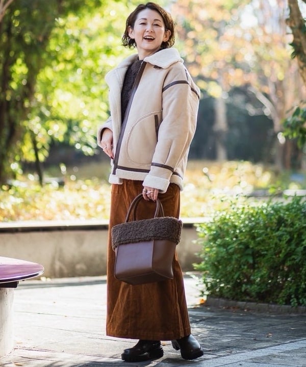 BEAMS HEARTのフェイク ムートン フライト ジャケットを使ったコーディネートを紹介します。｜Rakuten Fashion(楽天ファッション／旧楽天ブランドアベニュー)6506509