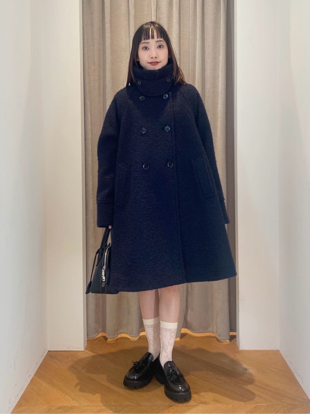 新品　EMMEL REFINES EM Aライン ミディアム コート　Navy EMMEL REFINES（エメルリファインズ）の「＜EMMEL REFINES＞EM Aライン