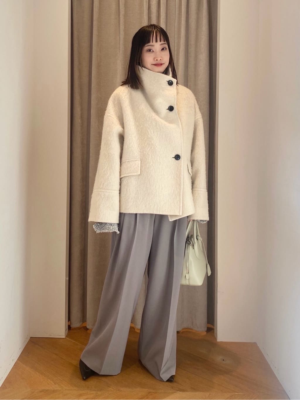 完売品＜EMMEL REFINES＞EM スタンド シャギー ショートコート EMMEL REFINES＞EM スタンド シャギー ショートコート