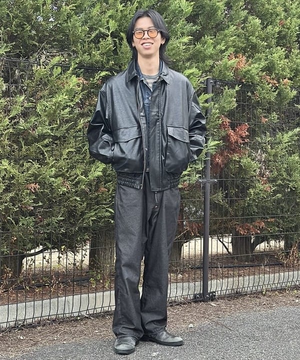 BEAMS HEARTのBEAMS HEART｜クラシック フェイクレザー ブルゾン｜メンズ アウター ジャケット｜合成皮革 リラックスフィット ヴィンテージ風｜秋冬を使ったコーディネートを紹介します。｜Rakuten Fashion(楽天ファッション／旧楽天ブランドアベニュー)6517023