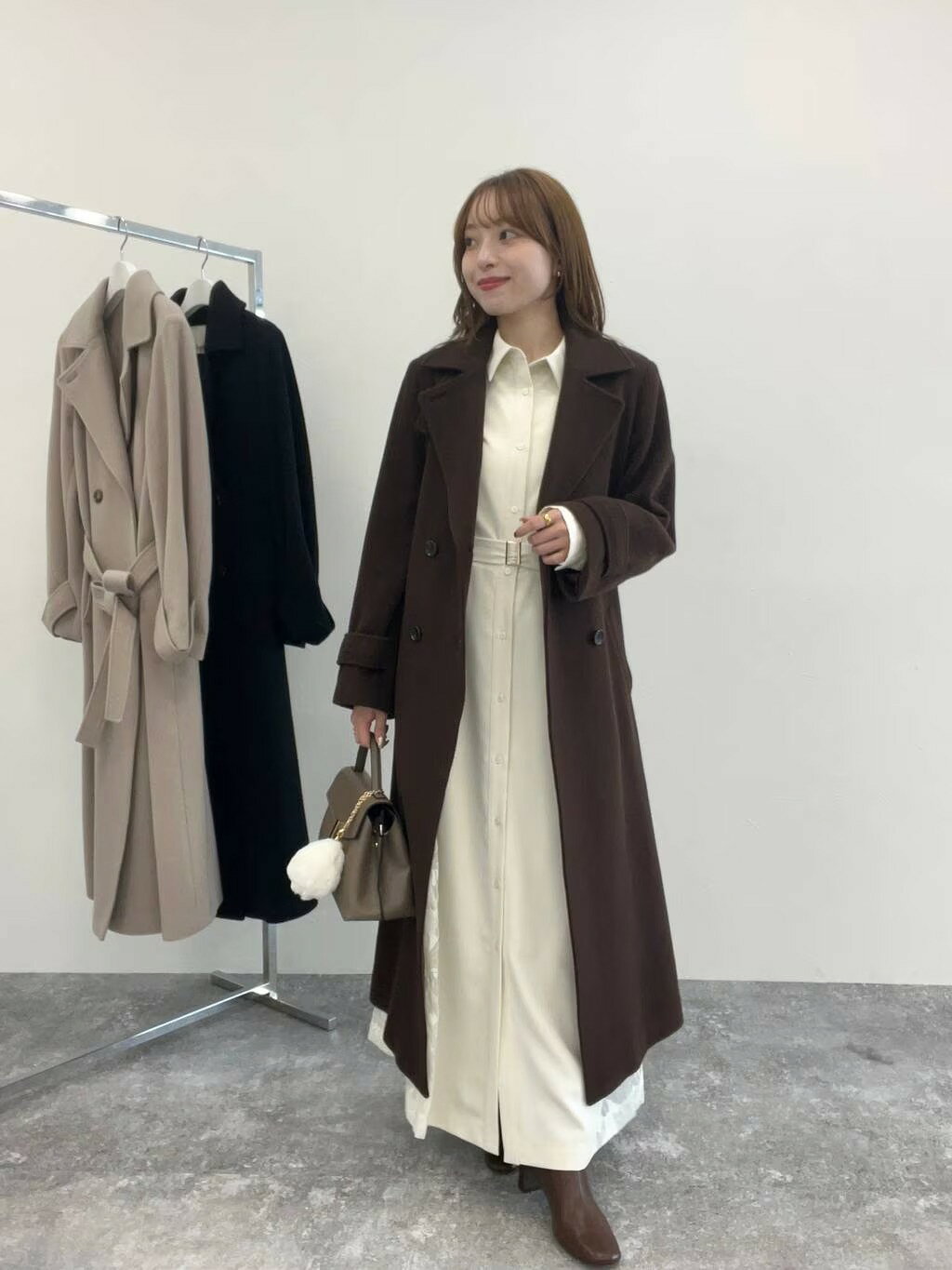 Andemiu | メルトンウールスタンドロングコート | Rakuten Fashion