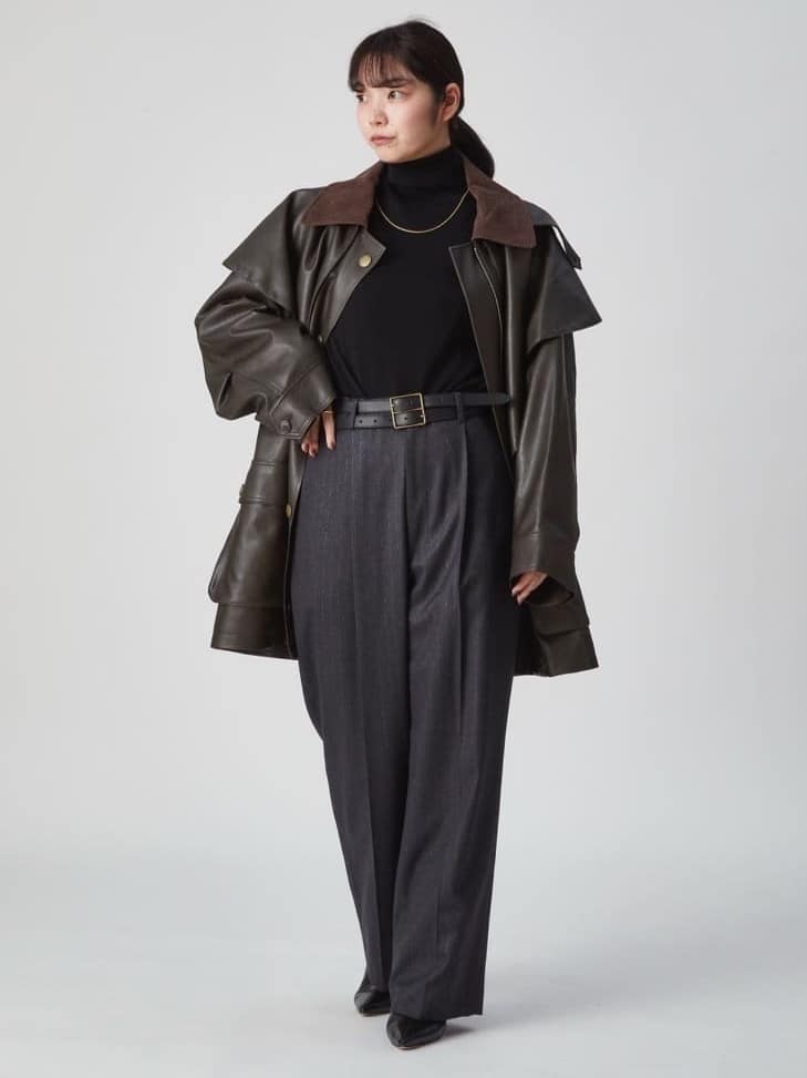 1er Arrondissementの<SYSTEM(システム)>レザーライク ケープジャケットを使ったコーディネートを紹介します。｜Rakuten Fashion(楽天ファッション／旧楽天ブランドアベニュー)6523276