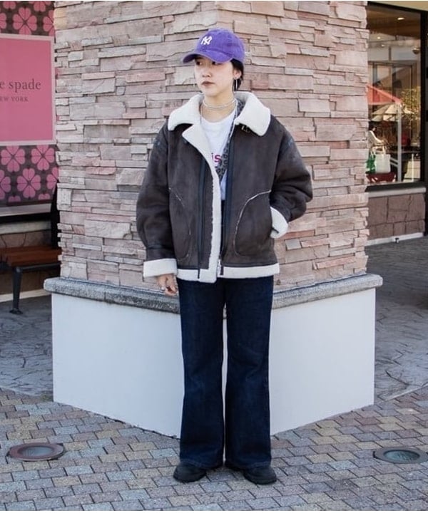 BEAMS HEARTのフェイク ムートン フライト ジャケットを使ったコーディネートを紹介します。｜Rakuten Fashion(楽天ファッション／旧楽天ブランドアベニュー)6524624