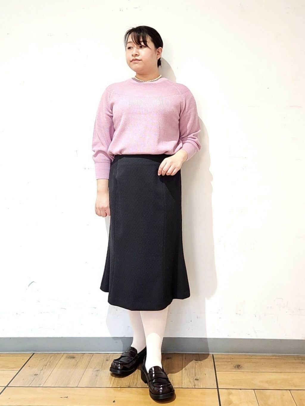 NEWYORKERの【手洗い可能】片畦ラメブレーティング クルーネックニット