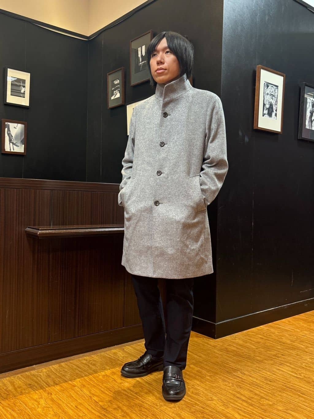 TAKEO KIKUCHIの【ウールカシミヤブレンド】ビーバー調 スタンドカラー コートを使ったコーディネートを紹介します。｜Rakuten Fashion(楽天ファッション／旧楽天ブランドアベニュー)6539444