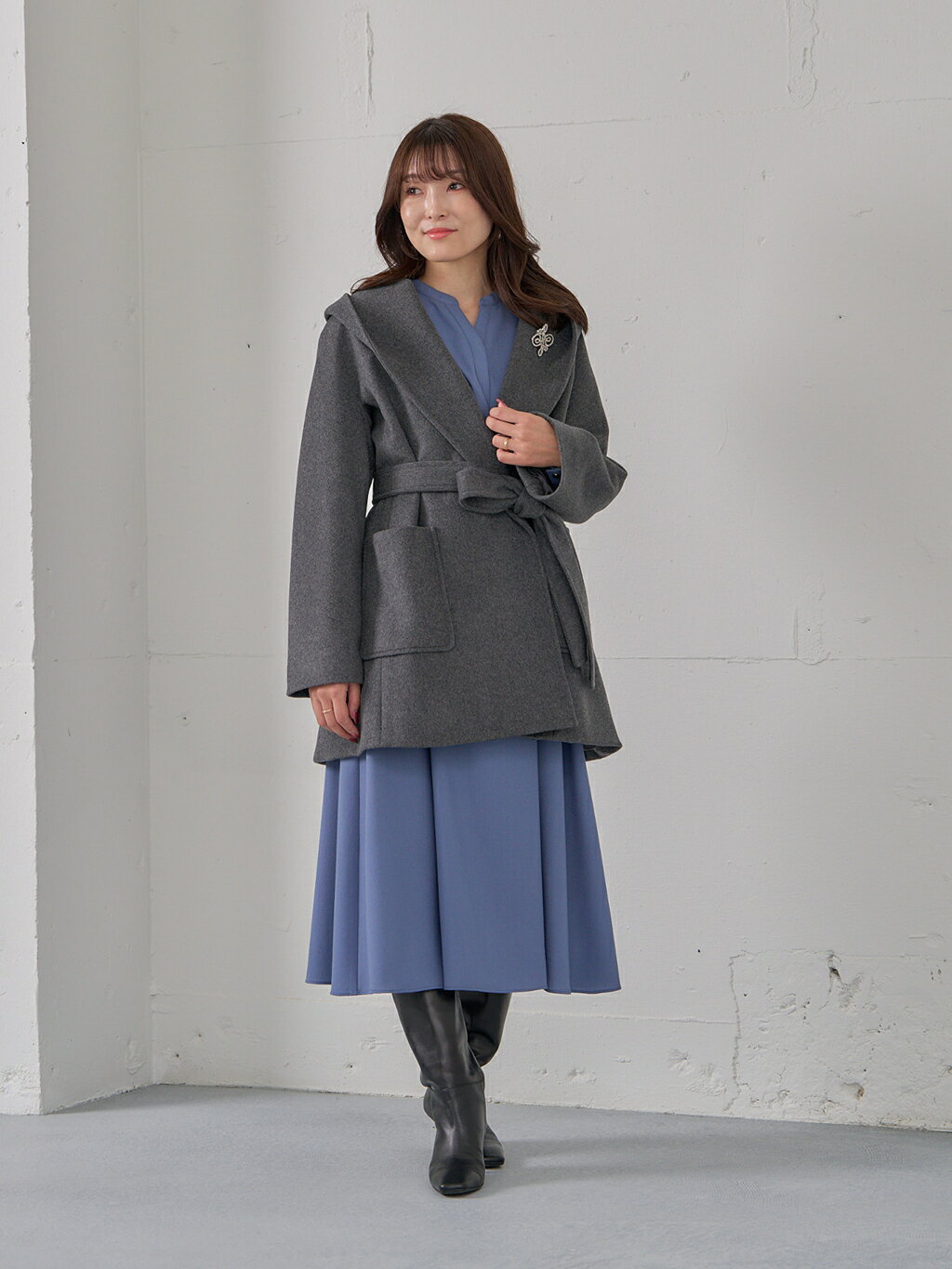 ANAYI | カシミヤ混フードガウンコート | Rakuten Fashion(楽天