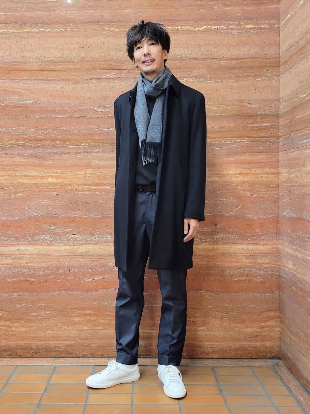 TAKEO KIKUCHIのカシミヤブレンド ビーバー調ステンカラーコートを使ったコーディネートを紹介します。｜Rakuten Fashion(楽天ファッション／旧楽天ブランドアベニュー)6545529