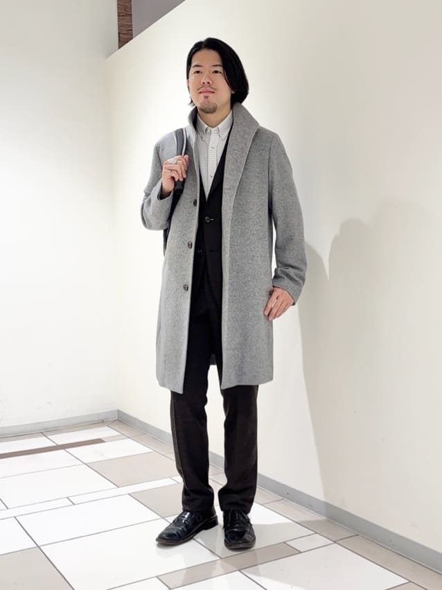 TAKEO KIKUCHIの【ウールカシミヤブレンド】ビーバー調 スタンドカラー コートを使ったコーディネートを紹介します。｜Rakuten Fashion(楽天ファッション／旧楽天ブランドアベニュー)6546143
