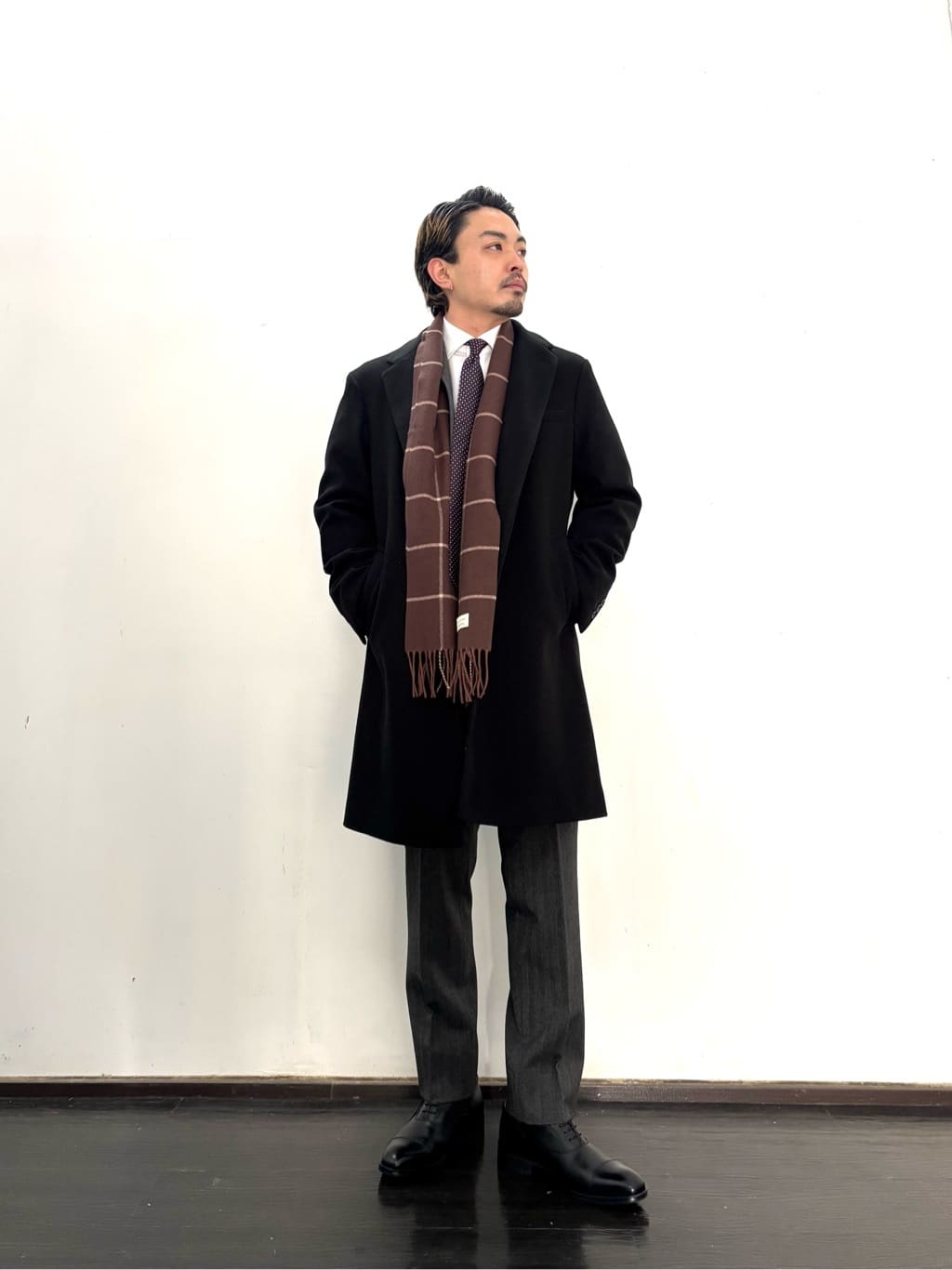 UNITED ARROWS LTD. OUTLETのニットメルトン シングルチェスターコート を使ったコーディネート | Rakuten ...