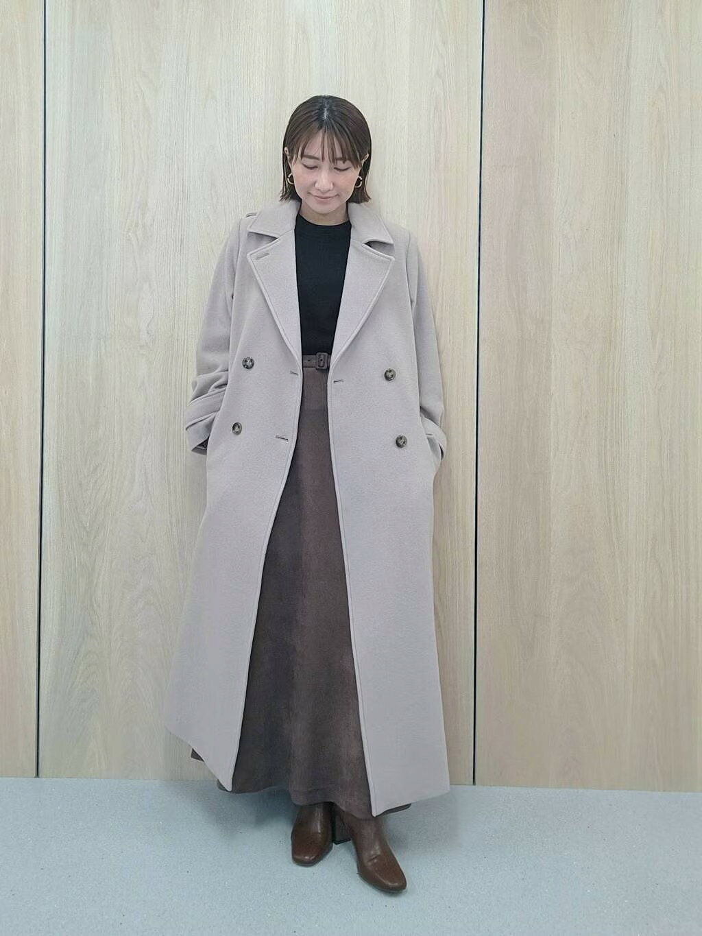 Andemiu | メルトンウールスタンドロングコート | Rakuten Fashion