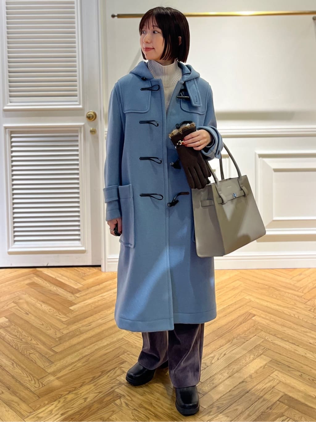 DRESSTERIORのSuperfineリサイクルメルトンダッフルコートを使った