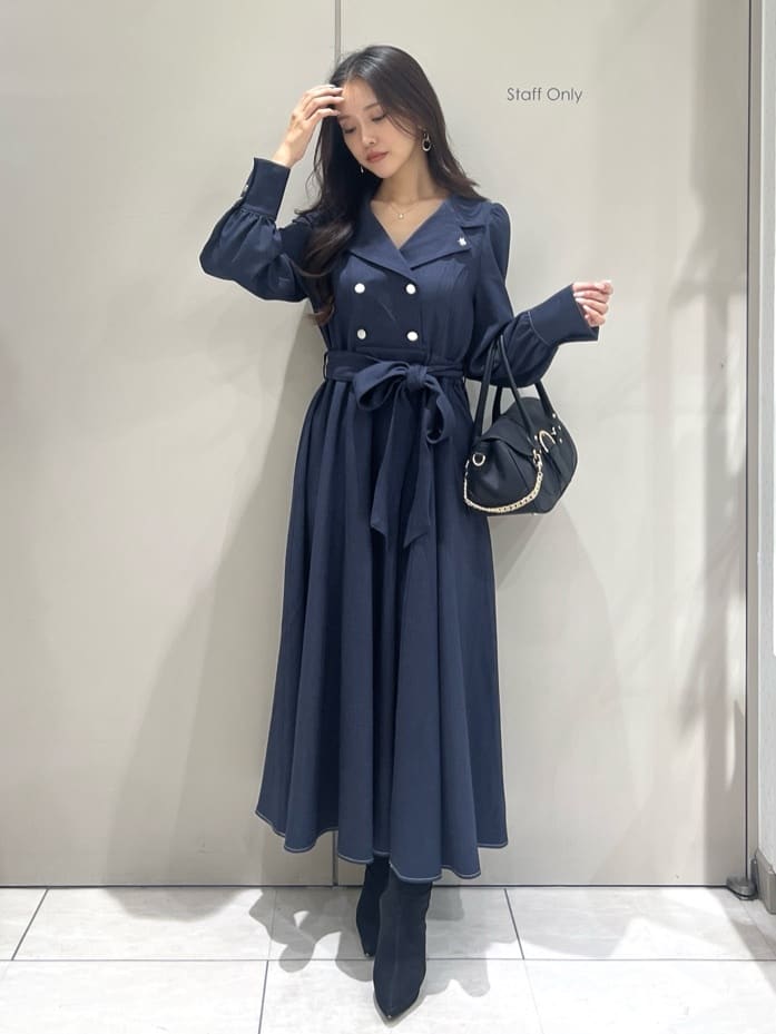 リエンダ♡【POLO BCS】オープンカラーフレアワンピース オープン