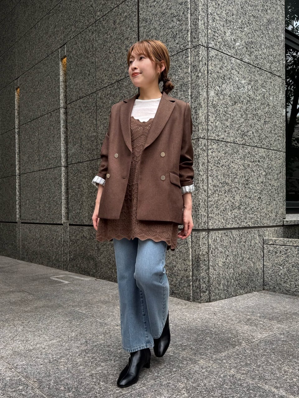 N. Natural Beauty Basic*のダブルブレストテーラードジャケットを使っ