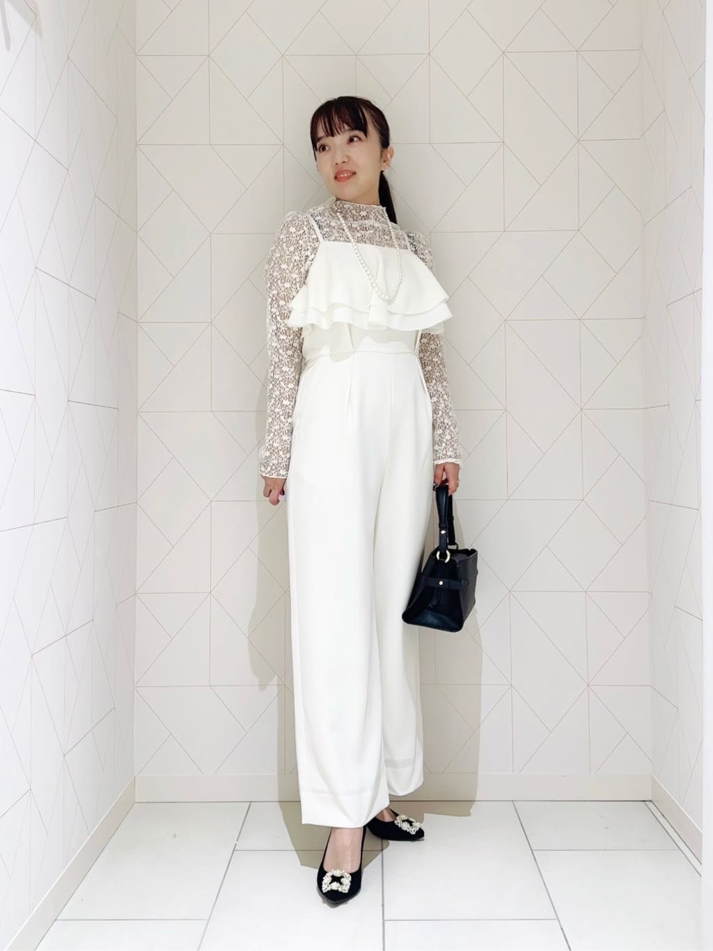 ANAYI | ダブルクロスフリルサロペットパンツ | Rakuten Fashion(楽天