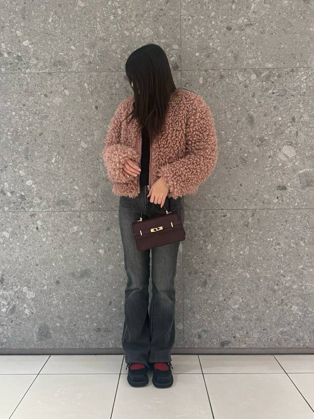 CHARLES&KEITH スクエアトゥバックルメリージェーンダークブラウン CHARLES & KEITH | スクエアトゥ ボウバックルメリージェーン 【再入荷