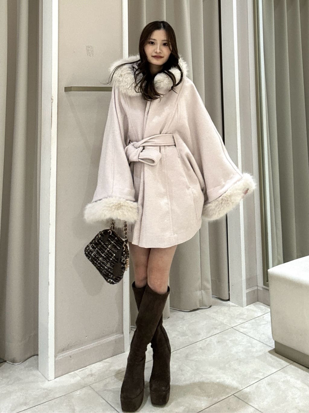 rienda | ウールMIXフードポンチョコート | Rakuten Fashion(楽天