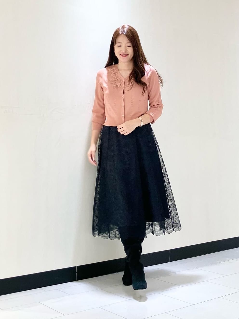 ANAYI | 立体フラワーレースV カーディガン | Rakuten Fashion(楽天