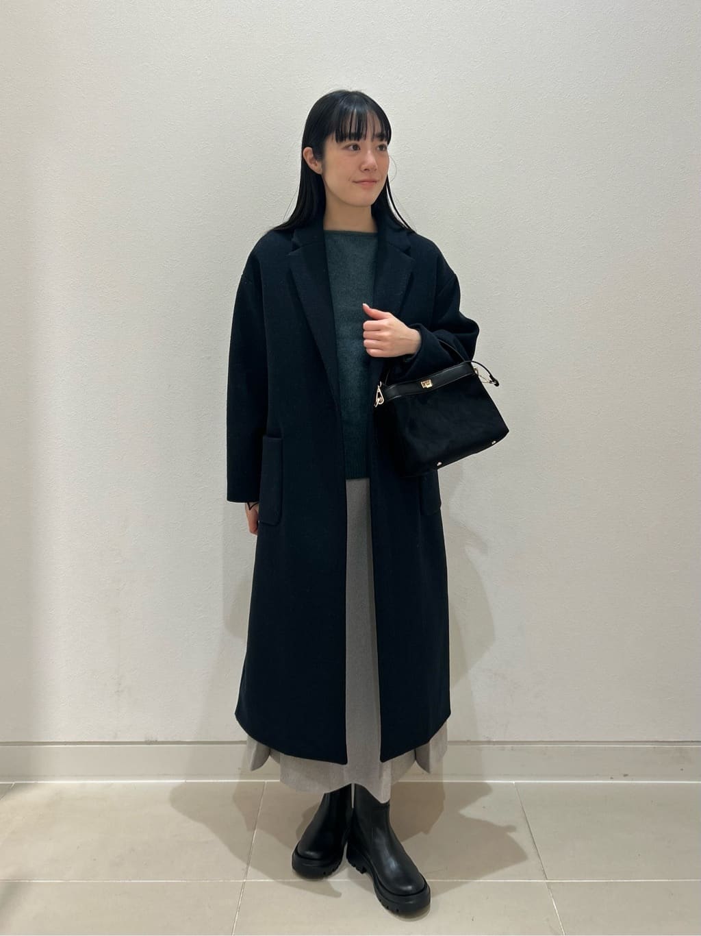 UNITED ARROWS LTD. OUTLETのニットメルトン チェスターコート を使ったコーディネート | Rakuten ...