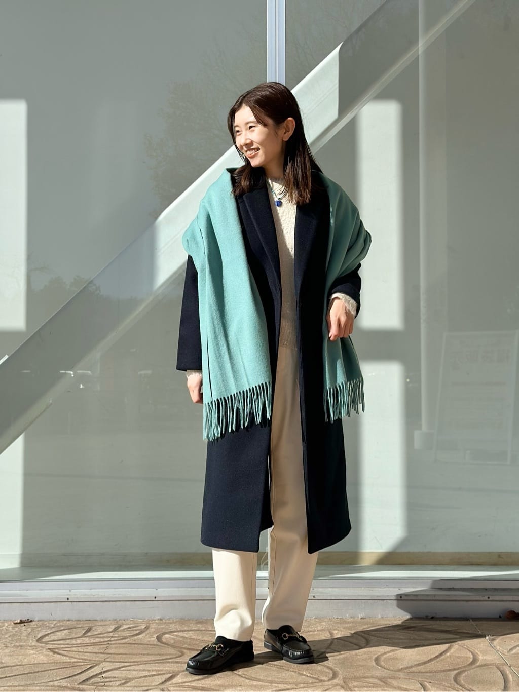 UNITED ARROWS LTD. OUTLETのニットメルトン チェスターコート を使ったコーディネート | Rakuten ...