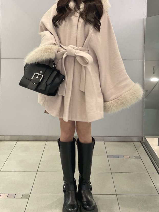rienda | ウールMIXフードポンチョコート | Rakuten Fashion(楽天