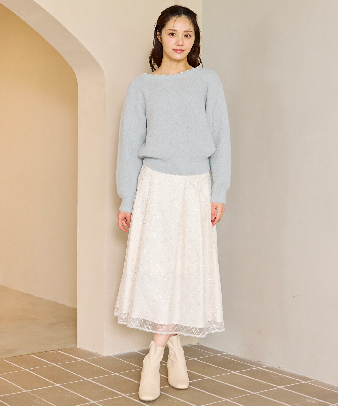Ferouxのパール付きシャギー ニットを使ったコーディネートを紹介します。｜Rakuten Fashion(楽天ファッション／旧楽天ブランドアベニュー)6611048