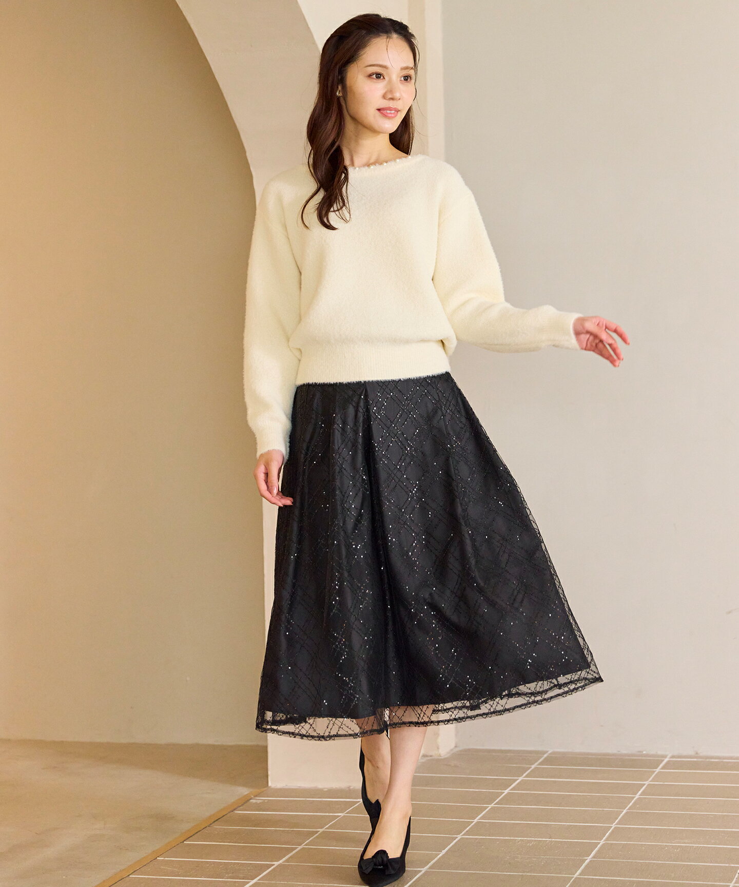Ferouxのパール付きシャギー ニットを使ったコーディネートを紹介します。｜Rakuten Fashion(楽天ファッション／旧楽天ブランドアベニュー)6611051