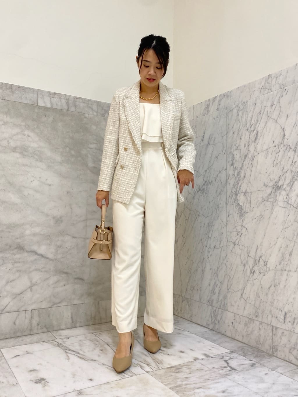 ANAYI | ダブルクロスフリルサロペットパンツ | Rakuten Fashion(楽天