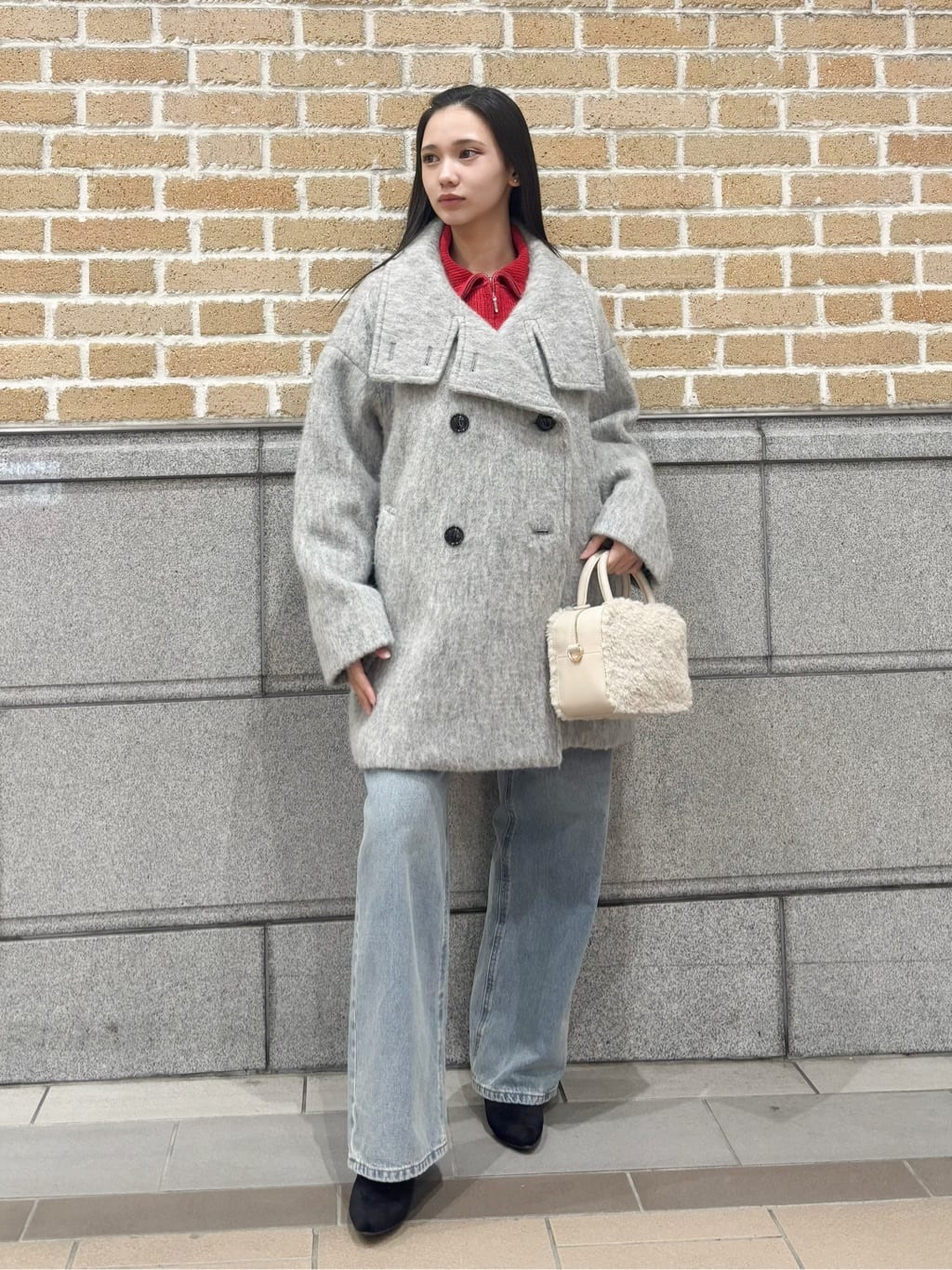 NATURAL BEAUTY BASIC | スタンドネックシャギーミディコート