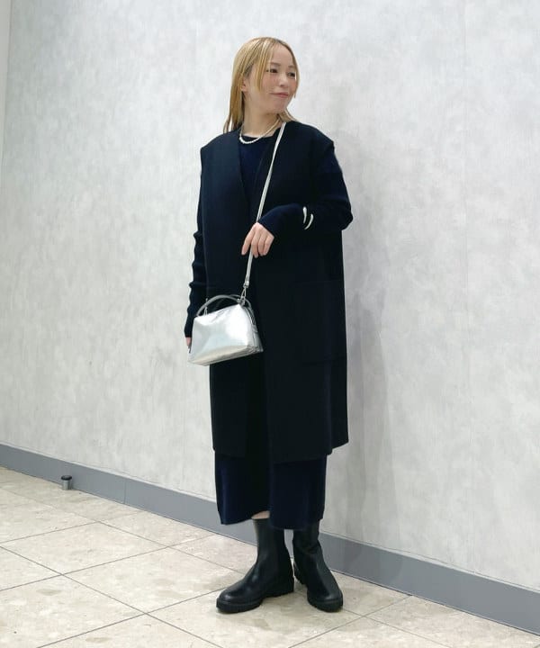専用♡美品◆デミルクスビームス【2023年◆異素材コンビ/ニットワンピース】 Demi-Luxe BEAMS | フラッフィ クルーネック ニット ワンピース